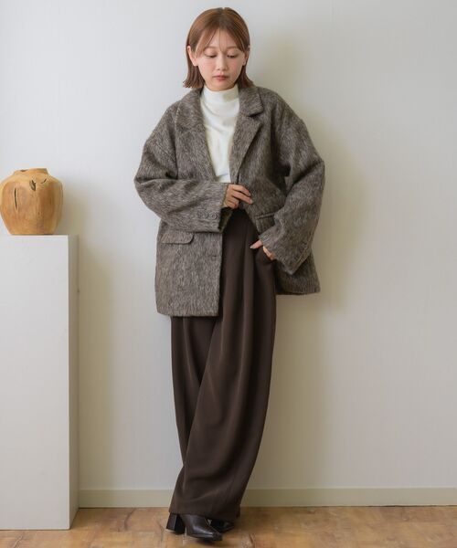 RETRO GIRL（レトロガール）の「FウールシャギーテーラーJK（テーラードジャケット・レディース・ブラウン/ベージュ/チャコールグレー・FREE）」の6枚目の写真
