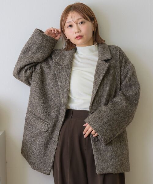RETRO GIRL（レトロガール）の「FウールシャギーテーラーJK（テーラードジャケット・レディース・ブラウン/ベージュ/チャコールグレー・FREE）」の10枚目の写真