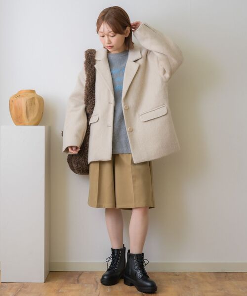 RETRO GIRL（レトロガール）の「FウールシャギーテーラーJK（テーラードジャケット・レディース・ブラウン/ベージュ/チャコールグレー・FREE）」の14枚目の写真