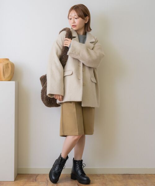 RETRO GIRL（レトロガール）の「FウールシャギーテーラーJK（テーラードジャケット・レディース・ブラウン/ベージュ/チャコールグレー・FREE）」の15枚目の写真