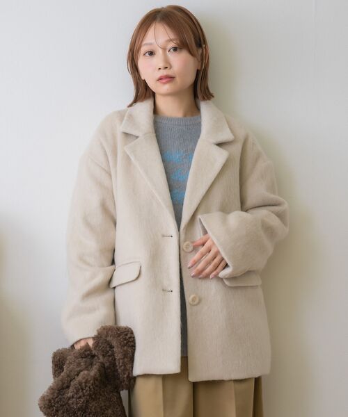 RETRO GIRL（レトロガール）の「FウールシャギーテーラーJK（テーラードジャケット・レディース・ブラウン/ベージュ/チャコールグレー・FREE）」の18枚目の写真