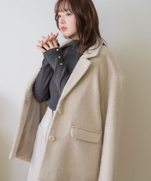 RETRO GIRL（レトロガール）の「FウールシャギーテーラーJK（テーラードジャケット・レディース・ブラウン/ベージュ/チャコールグレー・FREE）」の22枚目の写真