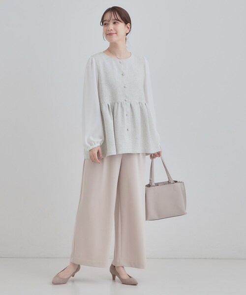 SHOO・LA・RUE（シューラルー）の「【洗濯機可】時短できちんと見えが叶う フェイクレイヤードブラウス（シャツ/ブラウス・レディース・ネイビー/アイボリー/ブラック・01/02/03/04）」の20枚目の写真