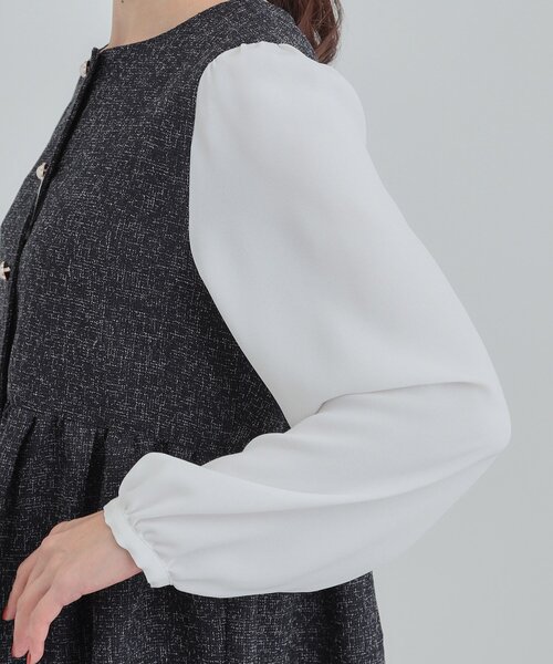 SHOO・LA・RUE（シューラルー）の「【洗濯機可】時短できちんと見えが叶う フェイクレイヤードブラウス（シャツ/ブラウス・レディース・ネイビー/アイボリー/ブラック・01/02/03/04）」の6枚目の写真