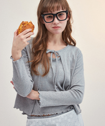 Between A and B（ビトウィーンエイアンドビー）の「リボンパンチングカーディガン[グレー]（カーディガン/ボレロ）」