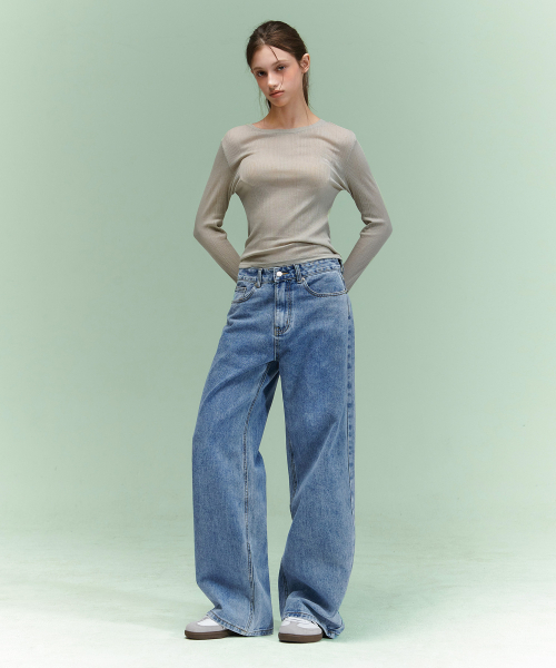 RANDOMOFF（ランダムオフ）の「BTB : THE BEGINNING JEANS [BLUE CORE]（デニムパンツ・レディース・ライトブルー・LARGE/X-SMALL/SMALL/MEDIUM）」の2枚目の写真
