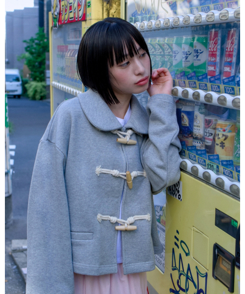 PETER PAN COLLAR TOGGLE JACKET_MELANGE GREY