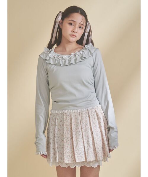 merry jenny(メリージェニー)の「flowerアソートプリーツミニスカート(スカート・レディース・ブルー/ピンク・FREE)」の8枚目の写真