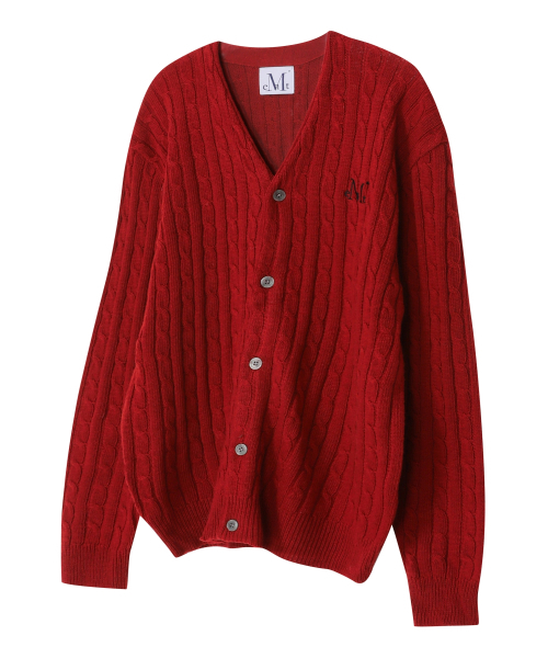 MUCENT(ムセント)の「ヘムスリー Vネック ケーブルニットカーディガン 男女共用 (4カラー)(カーディガン/ボレロ・レディース・ライトグレー/レッド/ネイビー/ブラック・MEDIUM/LARGE)」の22枚目の写真