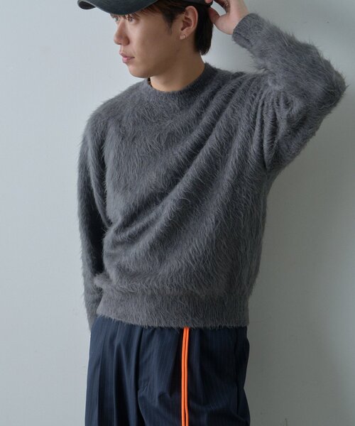 WHIMSIC（ウィムジック）の「【UNISEX/2サイズ展開】アンゴラブレンドシャギーニットプルオーバー（ニット/セーター・メンズ・チャコールグレー/ライトベージュ/サックスブルー/レッド・1/2）」の13枚目の写真