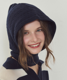 LORDLOAR（ロードロアル）の「ニットケーブルバラクラバ NAVY（ニットキャップ/ビーニー）」