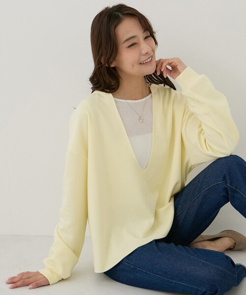 Jayro(ジャイロ)の「キーネック裏シャギートップス(Tシャツ/カットソー・レディース・チャコールグレー/ネイビー/イエロー・M)」の21枚目の写真