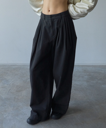 COTTON PLEATED WIDE PANTS
