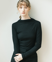 BASIKA（バシカ）の「HALF NECK SEE-THROUGH T-SHIRT (BLACK)（Tシャツ/カットソー）」