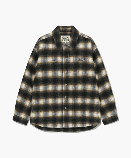 MARITHE + FRANCOIS GIRBAUD(マリテフランソワジルボー)の「CLASSIC LOGO OVERSIZED FLANNEL CHECK SHIRT JACKET(ブルゾン・レディース・Beige/Black・LARGE/MEDIUM/SMALL/X-LARGE)」の7枚目の写真