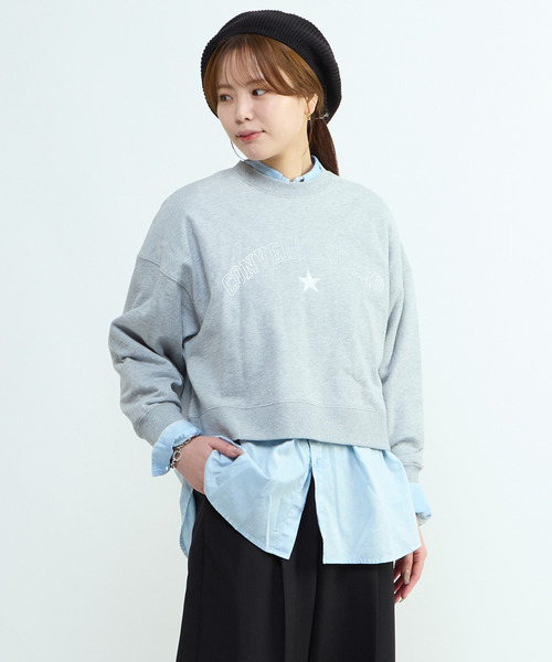 CONVERSE TOKYO（コンバーストウキョウ）の「LOGO PRINT SHORT SWEAT（スウェット・レディース・オフホワイト/杢グレー/ミント/チャコールグレー・FREE）」の5枚目の写真