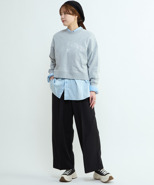 CONVERSE TOKYO（コンバーストウキョウ）の「LOGO PRINT SHORT SWEAT（スウェット・レディース・オフホワイト/杢グレー/ミント/チャコールグレー・FREE）」の7枚目の写真