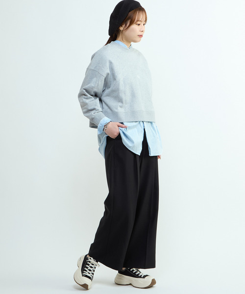 CONVERSE TOKYO（コンバーストウキョウ）の「LOGO PRINT SHORT SWEAT（スウェット・レディース・オフホワイト/杢グレー/ミント/チャコールグレー・FREE）」の8枚目の写真