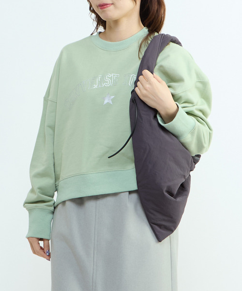 CONVERSE TOKYO（コンバーストウキョウ）の「LOGO PRINT SHORT SWEAT（スウェット・レディース・オフホワイト/杢グレー/ミント/チャコールグレー・FREE）」の10枚目の写真