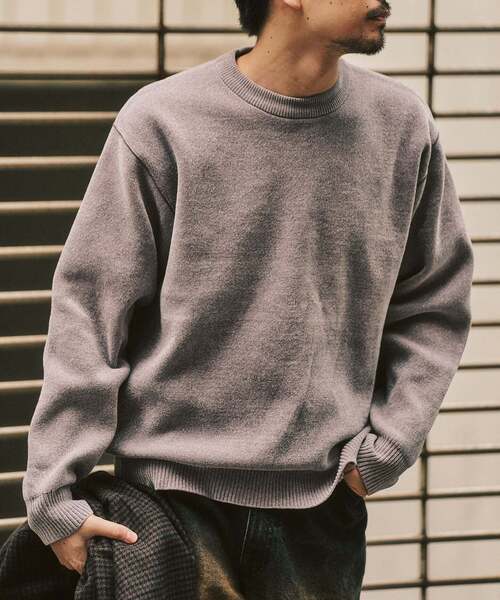 417 EDIFICE（フォーワンセブンエディフィス）の「追加 モールニット カラーリブ プルオーバー（ニット/セーター・メンズ・ホワイト系その他/グレー/カーキ/ブラック/イエロー/ボルドー・MEDIUM/X-LARGE/LARGE）」の3枚目の写真