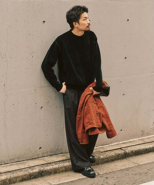 417 EDIFICE（フォーワンセブンエディフィス）の「追加 モールニット カラーリブ プルオーバー（ニット/セーター・メンズ・ホワイト系その他/グレー/カーキ/ブラック/イエロー/ボルドー・MEDIUM/X-LARGE/LARGE）」の8枚目の写真