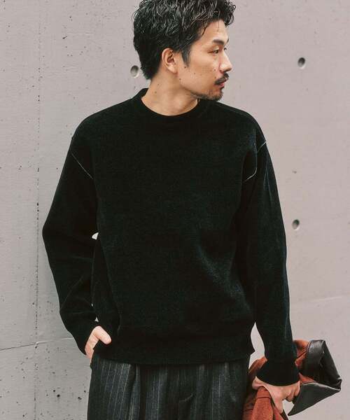 417 EDIFICE（フォーワンセブンエディフィス）の「追加 モールニット カラーリブ プルオーバー（ニット/セーター・メンズ・ホワイト系その他/グレー/カーキ/ブラック/イエロー/ボルドー・MEDIUM/X-LARGE/LARGE）」の9枚目の写真