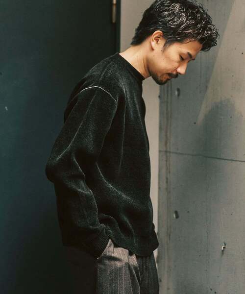 417 EDIFICE（フォーワンセブンエディフィス）の「追加 モールニット カラーリブ プルオーバー（ニット/セーター・メンズ・ホワイト系その他/グレー/カーキ/ブラック/イエロー/ボルドー・MEDIUM/X-LARGE/LARGE）」の10枚目の写真