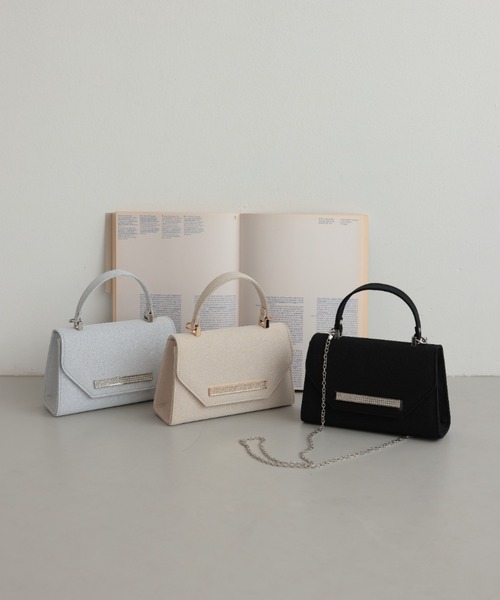 Cupid Heart（キューピッドハート）の「【Cupid Heart】結婚式用！ラメハンドbag（ハンドバッグ・レディース・ブラック/シルバー/ベージュ・MEDIUM）」の2枚目の写真