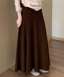 細ニットプリーツ ロングスカート