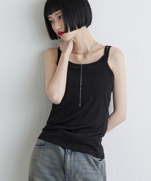 Lui's（ルイス）の「アシメ キャミタンクトップ（Tシャツ/カットソー・レディース・ブラック/オフホワイト・FREE）」の13枚目の写真
