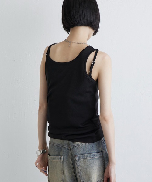 Lui's（ルイス）の「アシメ キャミタンクトップ（Tシャツ/カットソー・レディース・ブラック/オフホワイト・FREE）」の12枚目の写真