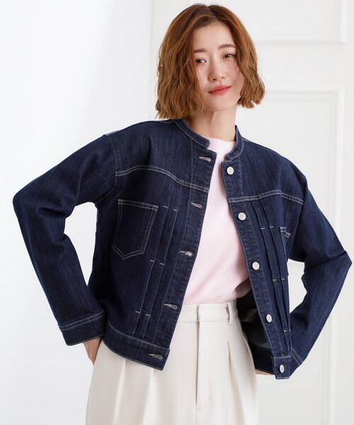 grove(グローブ)の「着心地軽やか、動きやすいストレッチデニムジャケット(デニムジャケット・レディース・オフホワイト/ブルー系その他/ネイビー/ブルー・02/03/04/01/05)」の3枚目の写真
