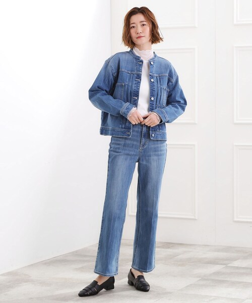 grove(グローブ)の「着心地軽やか、動きやすいストレッチデニムジャケット(デニムジャケット・レディース・オフホワイト/ブルー系その他/ネイビー/ブルー・02/03/04/01/05)」の10枚目の写真
