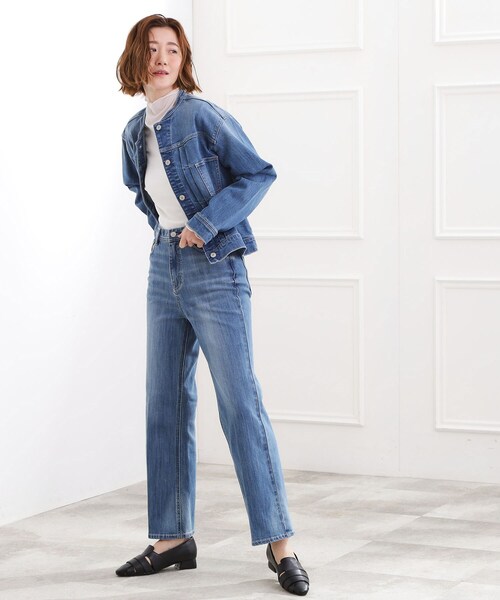 grove(グローブ)の「着心地軽やか、動きやすいストレッチデニムジャケット(デニムジャケット・レディース・オフホワイト/ブルー系その他/ネイビー/ブルー・02/03/04/01/05)」の11枚目の写真