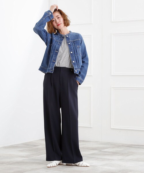 grove(グローブ)の「着心地軽やか、動きやすいストレッチデニムジャケット(デニムジャケット・レディース・オフホワイト/ブルー系その他/ネイビー/ブルー・02/03/04/01/05)」の15枚目の写真