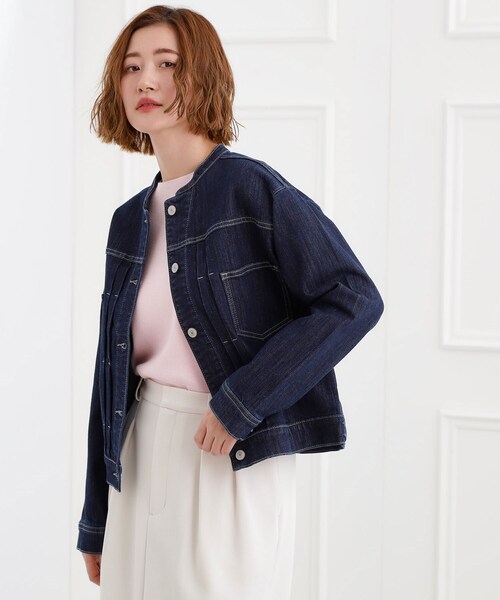 grove(グローブ)の「着心地軽やか、動きやすいストレッチデニムジャケット(デニムジャケット・レディース・オフホワイト/ブルー系その他/ネイビー/ブルー・02/03/04/01/05)」の17枚目の写真