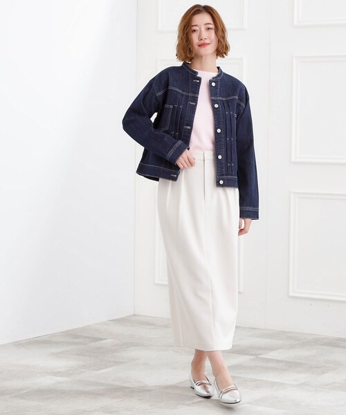 grove(グローブ)の「着心地軽やか、動きやすいストレッチデニムジャケット(デニムジャケット・レディース・オフホワイト/ブルー系その他/ネイビー/ブルー・02/03/04/01/05)」の18枚目の写真