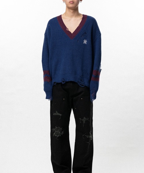 KAMIYA（カミヤ）の「School V-neck Sweater（ニット/セーター・メンズ・ブラック・M/S）」の6枚目の写真