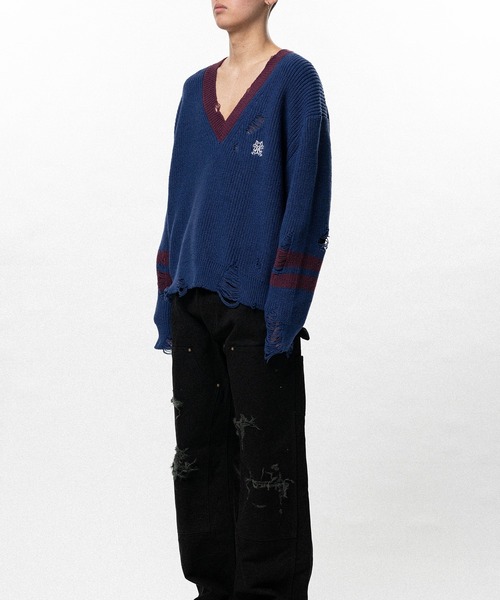 KAMIYA（カミヤ）の「School V-neck Sweater（ニット/セーター・メンズ・ブラック・M/S）」の7枚目の写真