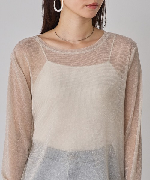 hunch(ハンチ)の「ラメシアークルーネックトップス(Tシャツ/カットソー・レディース・ライトブルー/オフホワイト/チャコール/ピンク・FREE)」の8枚目の写真