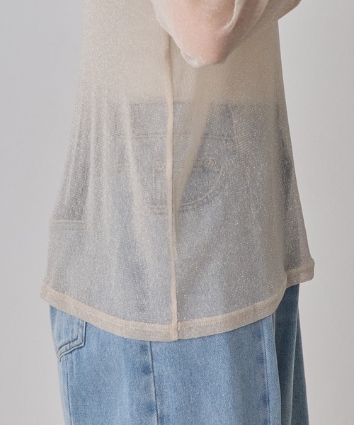hunch(ハンチ)の「ラメシアークルーネックトップス(Tシャツ/カットソー・レディース・ライトブルー/オフホワイト/チャコール/ピンク・FREE)」の10枚目の写真