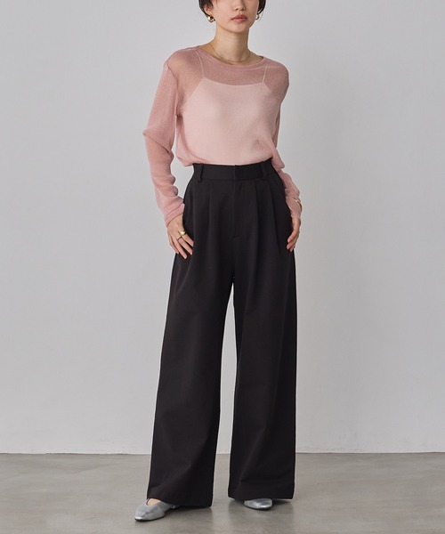 hunch(ハンチ)の「ラメシアークルーネックトップス(Tシャツ/カットソー・レディース・ライトブルー/オフホワイト/チャコール/ピンク・FREE)」の21枚目の写真