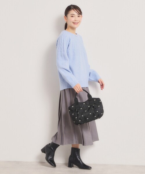 ITS'DEMO（イッツデモ）の「リボン刺繍ミニトート（ハンドバッグ・レディース・ブラック/ベージュ/ピンク系・00）」の5枚目の写真