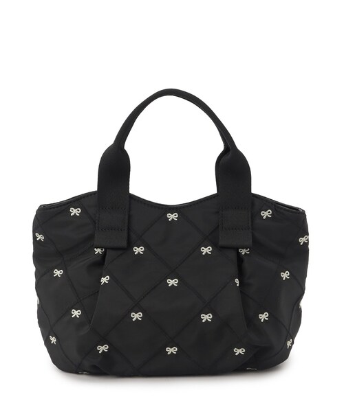 ITS'DEMO（イッツデモ）の「リボン刺繍ミニトート（ハンドバッグ・レディース・ブラック/ベージュ/ピンク系・00）」の10枚目の写真