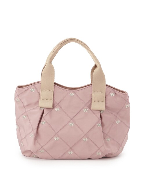 ITS'DEMO（イッツデモ）の「リボン刺繍ミニトート（ハンドバッグ・レディース・ブラック/ベージュ/ピンク系・00）」の12枚目の写真