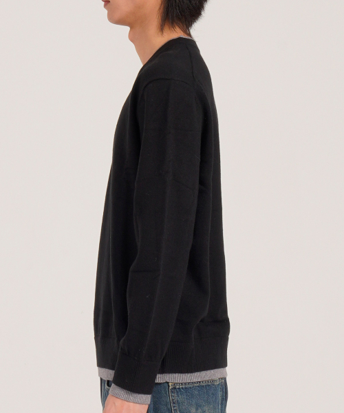 BUTTON SEOUL(ボタンソウル)の「ウールブレンドレイヤードVネックニット(ブラック)(ニット/セーター・メンズ・その他・LARGE/MEDIUM/X-LARGE)」の4枚目の写真