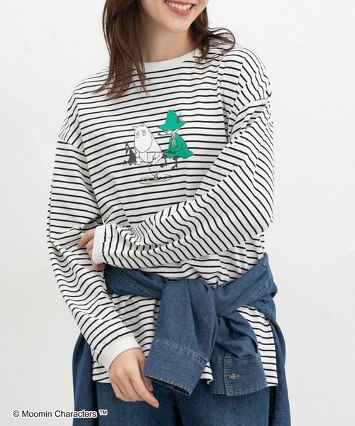 Honeys(ハニーズ)の「ムーミン/長袖チュニック(Tシャツ/カットソー・レディース・ライトベージュ/ホワイト×ブラック/レッド/ネイビー・M/LL/L)」の7枚目の写真