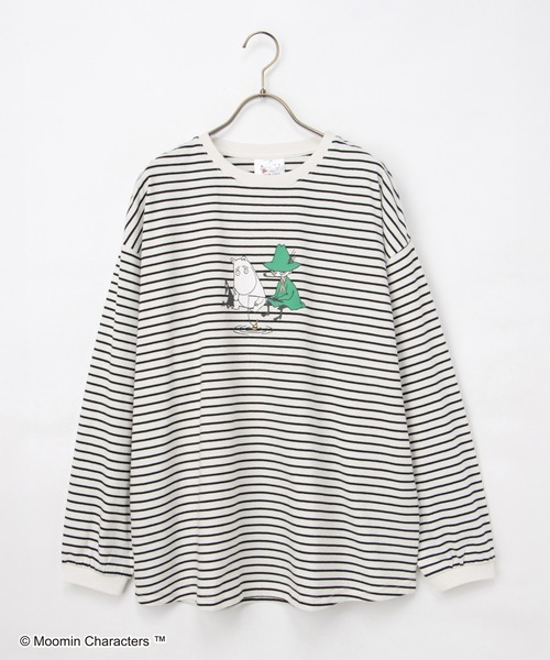 Honeys(ハニーズ)の「ムーミン/長袖チュニック(Tシャツ/カットソー・レディース・ライトベージュ/ホワイト×ブラック/レッド/ネイビー・M/LL/L)」の9枚目の写真