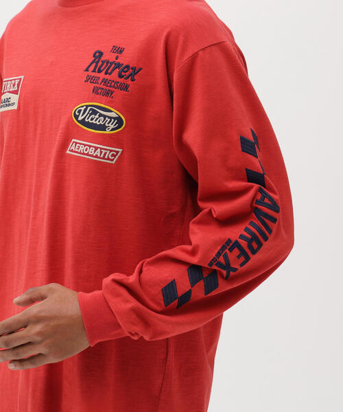 AVIREX（アヴィレックス）の「《A.A.R.C》EMBROIDERY L/S T-SHIRT / エンブロイダリー ロングスリーブ ティーシャツ / AVIREX / アヴィレックス（Tシャツ/カットソー・メンズ・キナリ/レッド/チャコールグレー・L/M/2XL/XL）」の8枚目の写真