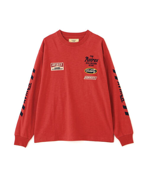 AVIREX（アヴィレックス）の「《A.A.R.C》EMBROIDERY L/S T-SHIRT / エンブロイダリー ロングスリーブ ティーシャツ / AVIREX / アヴィレックス（Tシャツ/カットソー・メンズ・キナリ/レッド/チャコールグレー・L/M/2XL/XL）」の5枚目の写真